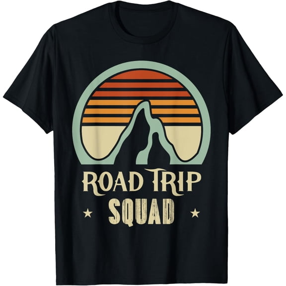Road Trip Squad Drive Camper Vehicle Camp Driving Ride Van T-Shirt men and women can wear, black, white, gifts