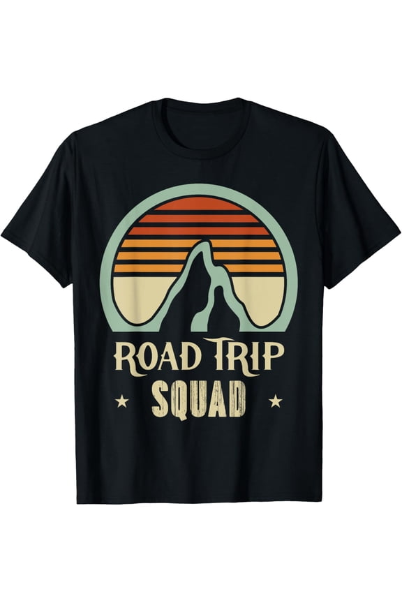 Road Trip Squad Drive Camper Vehicle Camp Driving Ride Van T-Shirt men and women can wear, black, white, gifts