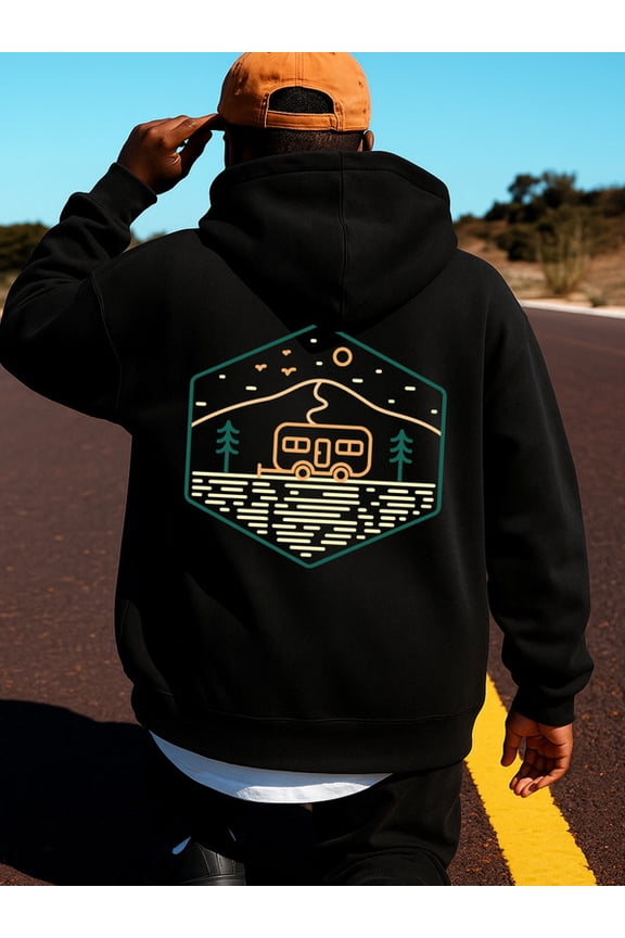 Road Trip Vibes graphic hoodies Camping for men sweater hoodie black Warm and lightweight, suitable for winter sports and casual wear autumn spring guys cute Classic Unisex hoodie