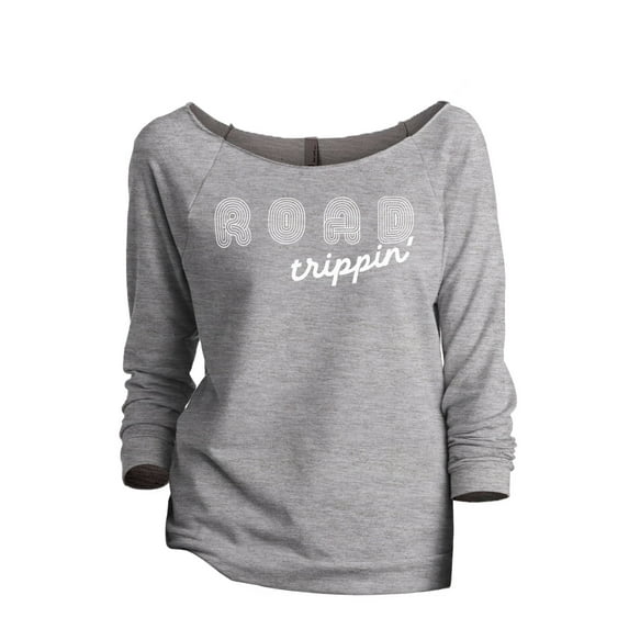 Road Trippin' Women's Fashion Slouchy 3/4 Sleeves Raglan Sweatshirt Sport Grey Small