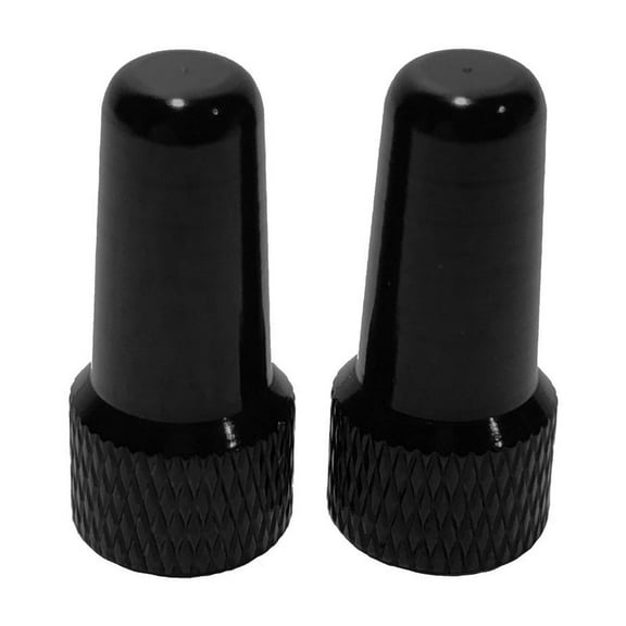 Road Up Two Aluminum Black Presta Valve Cap Dust Covers for Bicycle Wheels and Tubes