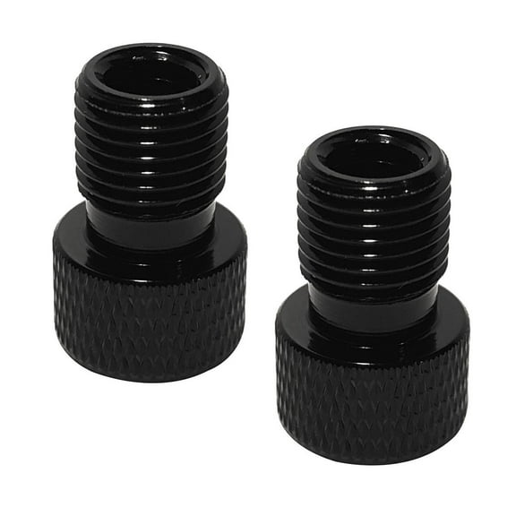 Road Up Two Black Presta Valve Adapter converts Presta Valves to Standard Schrader Valve use