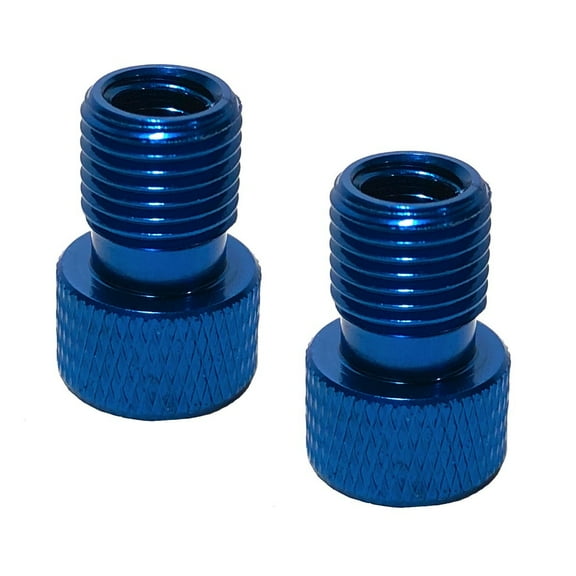 Road Up Two Blue Presta Valve Adapters Convert Presta Valves to Standard Schrader Valve use
