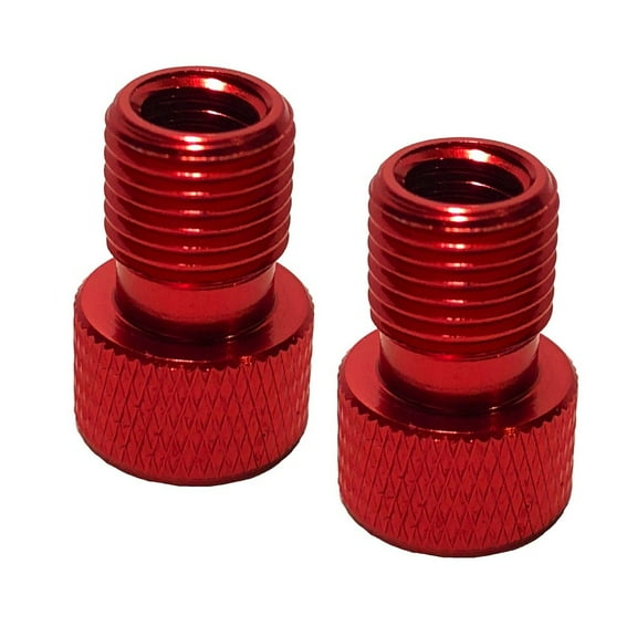 Road Up Two Red Presta Valve Adapters Convert Presta Valves to Standard Schrader Valve use