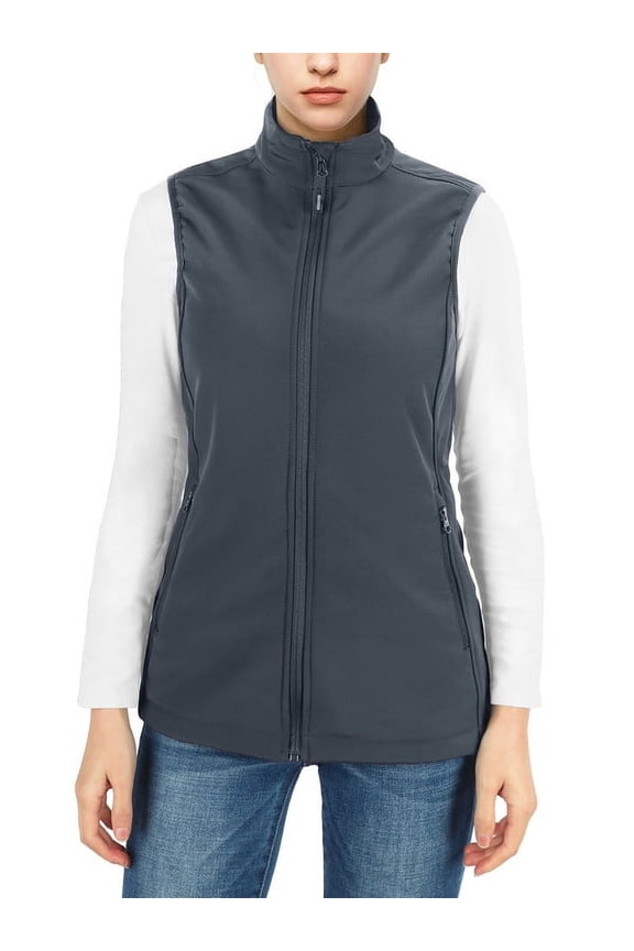 Women’s Fleece Softshell Vests Lightweight Outerwear Zip Up Sleeveless Running Vest for Golf Hiking