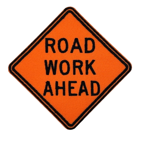 Road Work Ahead Sign Embroidered Iron-on Patch
