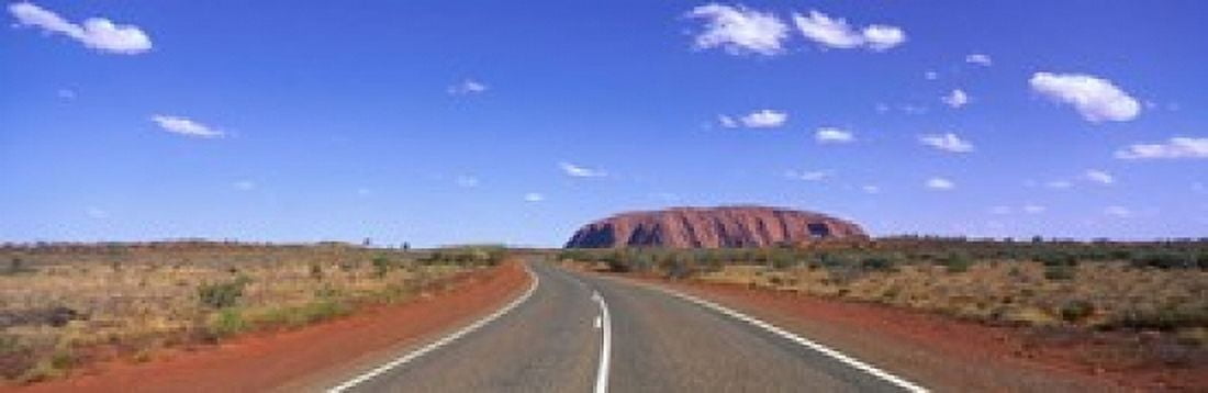 Road and Ayers Rock Australia Canvas Art - Panoramic Images (18 x 6)
