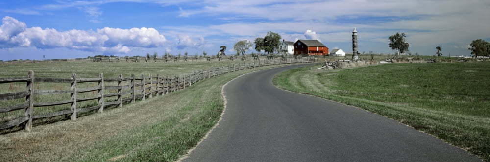 Road at Gettysburg National Military Park Gettysburg Pennsylvania USA Canvas Art - Panoramic Images (12 x 36)