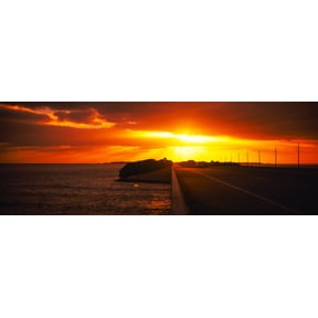 Road at sunset Key Largo Florida Keys Florida USA Canvas Art - Panoramic Images (13 x 36)