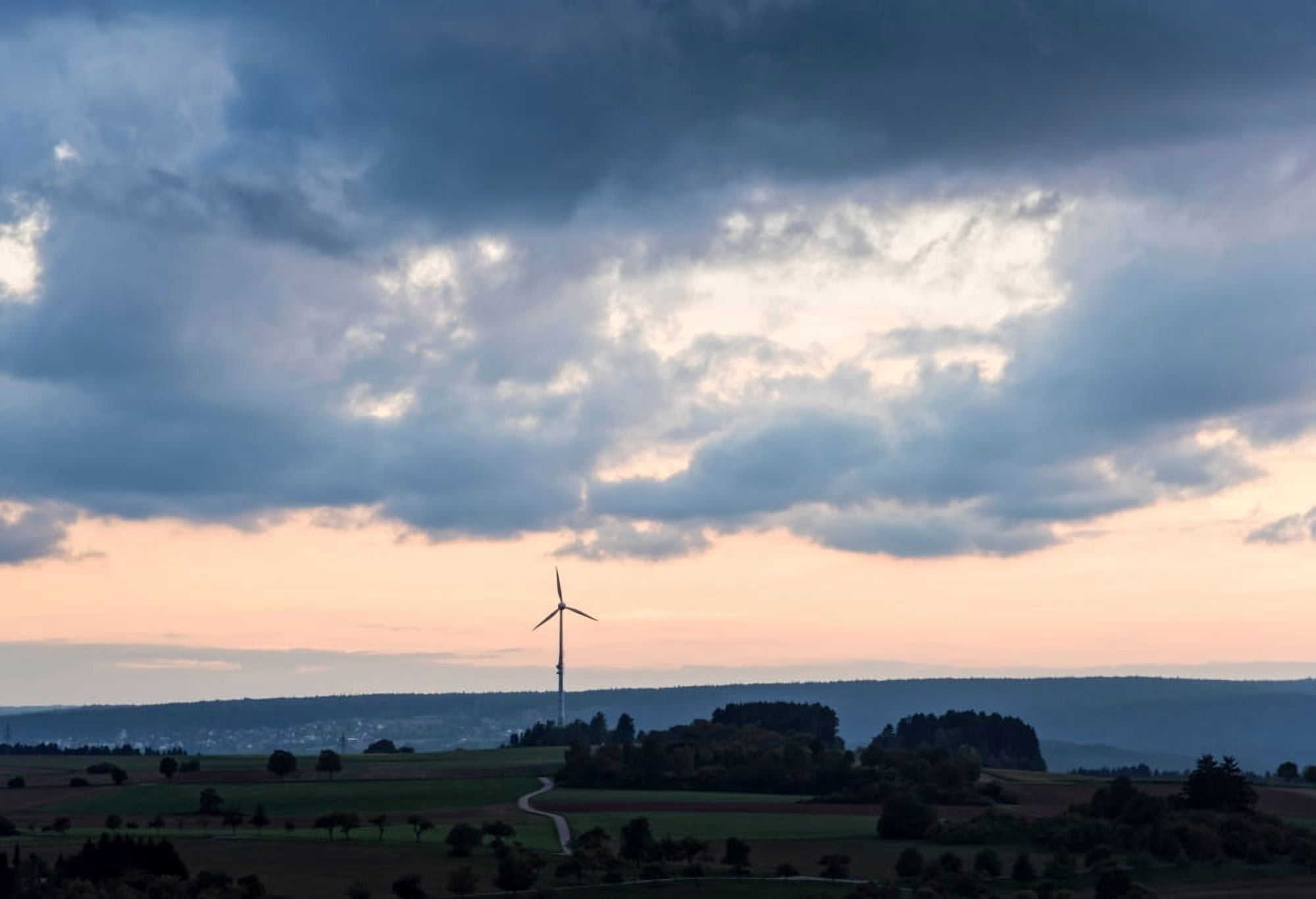Road leading to a wind turbine Freudenstadt Baden-Wurttemberg Germany Canvas Art - Panoramic Images (18 x 24)