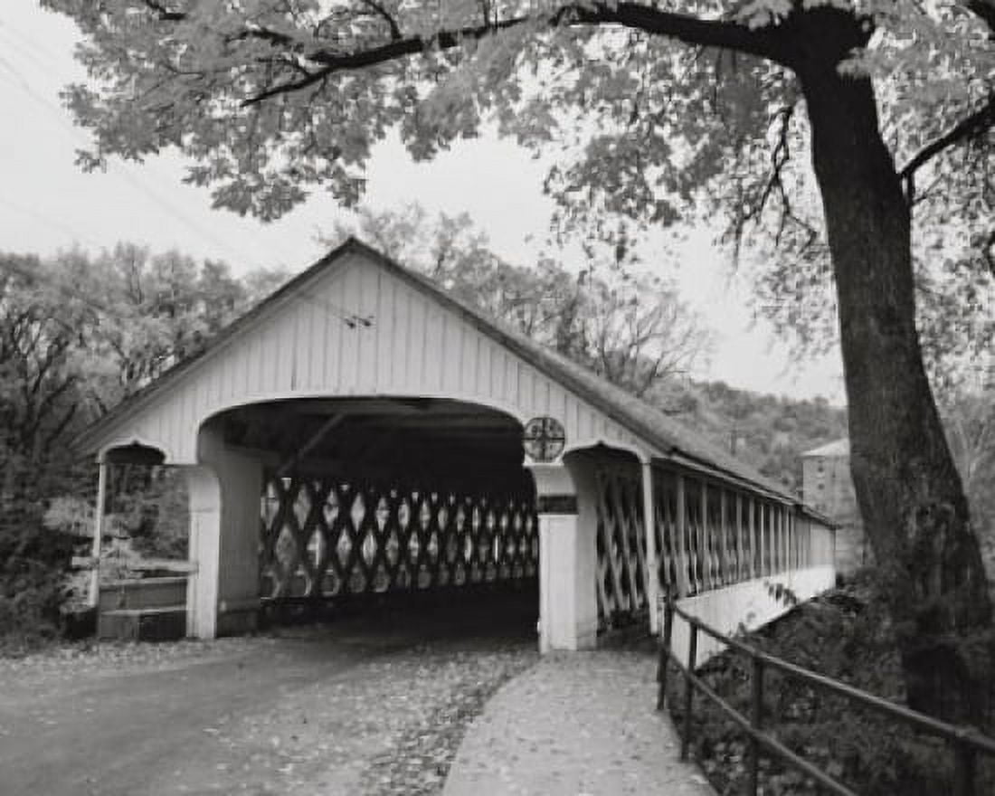 Road leading towards a covered bridge Ashuelot River Ashuelot New Hampshire USA Canvas Art - (18 x 24)