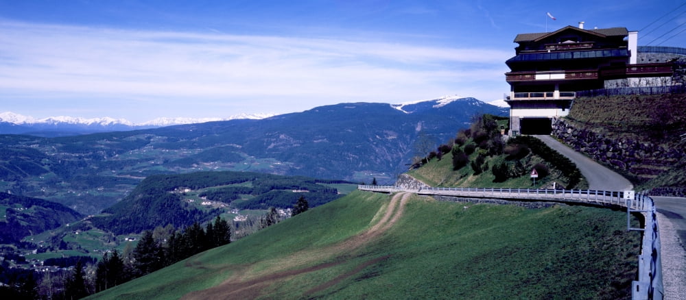 Road passing through Siusi Dolomites South Tyrol Italy Canvas Art - Panoramic Images (36 x 12)