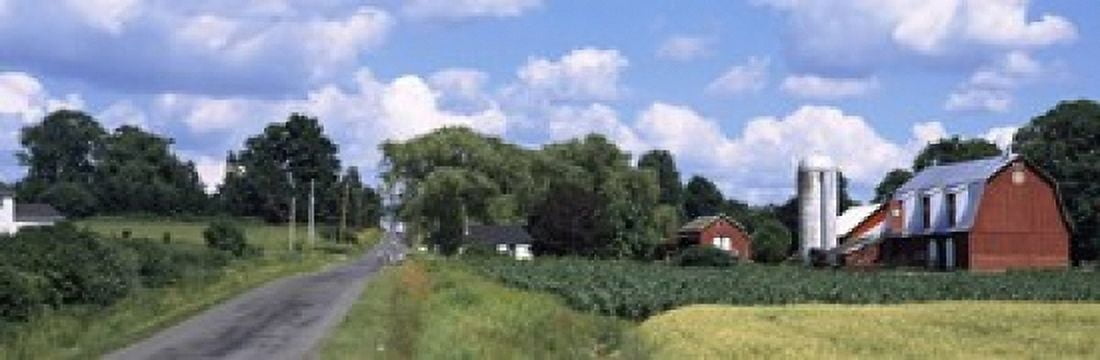 Road passing through a farm Emmons Road Tompkins County Finger Lakes Region New York State USA Canvas Art - Panoramic Images (36 x 12)