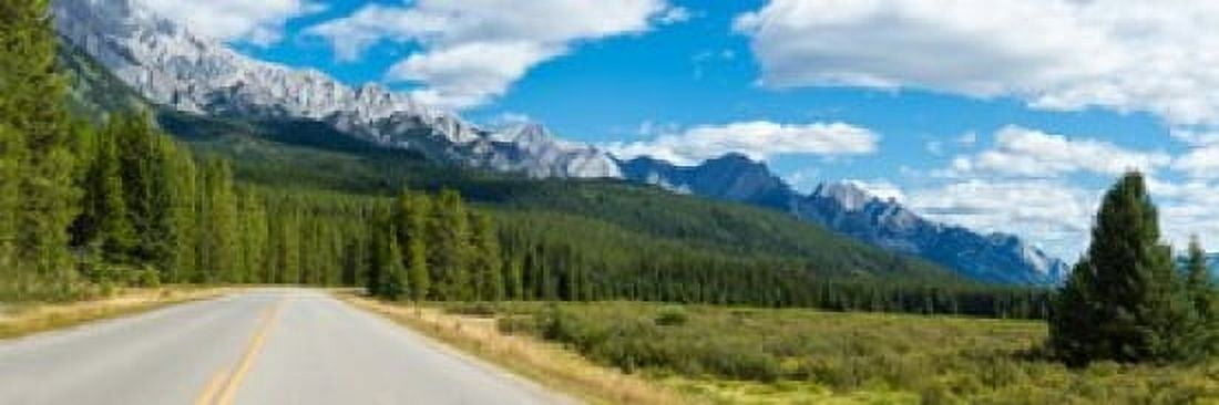Road passing through a forest Bow Valley Parkway Banff National Park Alberta Canada Canvas Art - Panoramic Images (36 x 12)