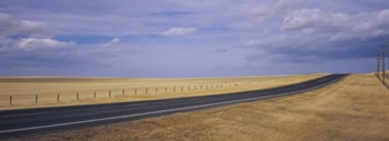 Road passing through a landscape Judith Basin County Montana USA Canvas Art - Panoramic Images (36 x 13)