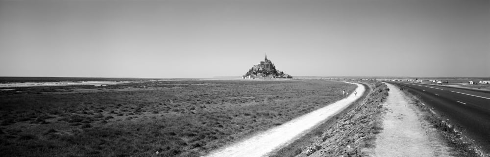 Road passing through a landscape Mont Saint-Michel Normandy France Canvas Art - Panoramic Images (6 x 18)
