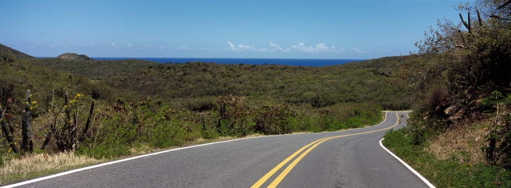 Road passing through a landscape US Virgin Islands Highway 107 Salt Pond Bay St John US Virgin Islands Canvas Art - Panoramic Images (36 x 12)
