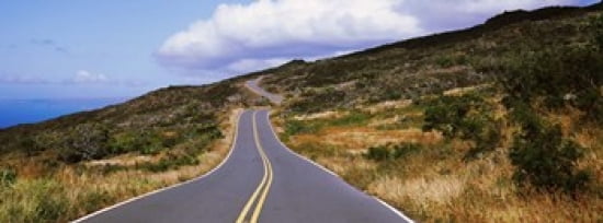 Road passing through hills Maui Hawaii USA Canvas Art - Panoramic Images (30 x 12)