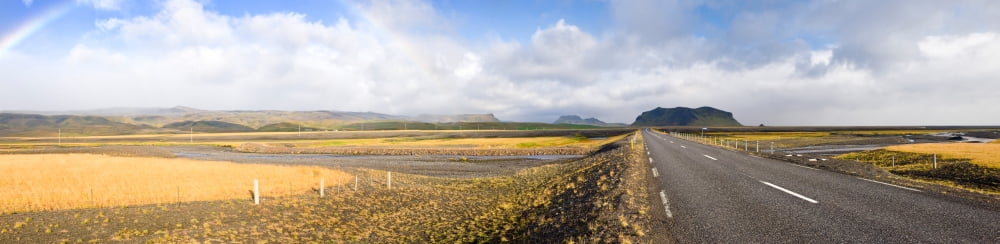 Road passing through landscape Route 1 Iceland Canvas Art - Panoramic Images (27 x 9)
