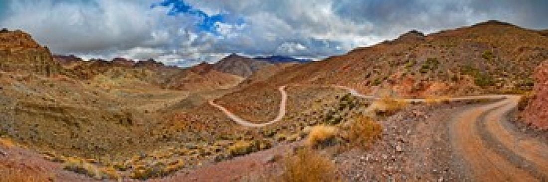 Road passing through landscape Titus Canyon Road Death Valley Death Valley National Park California USA Canvas Art - Panoramic Images (18 x 6)