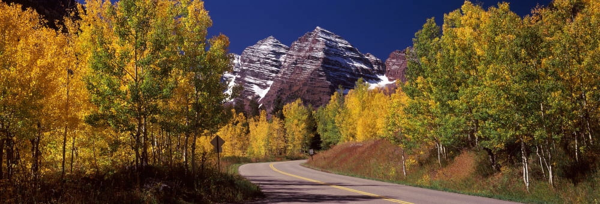 Road passing through mountain Maroon Bells Aspen Pitkin County Colorado USA Canvas Art - Panoramic Images (36 x 12)