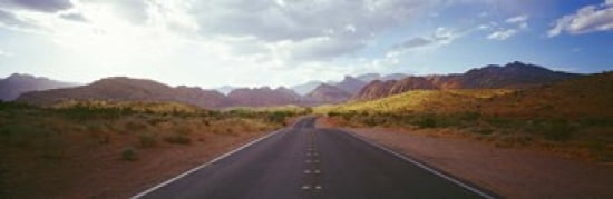 Road passing through mountains Calico Basin Red Rock Canyon National Conservation Area Las Vegas Nevada USA Canvas Art - Panoramic Images (36 x 12)