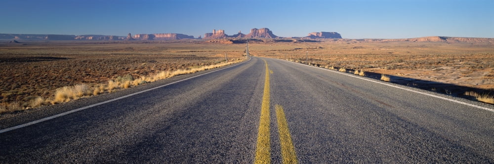 Road through Monument Valley Utah Canvas Art - Panoramic Images (36 x 12)