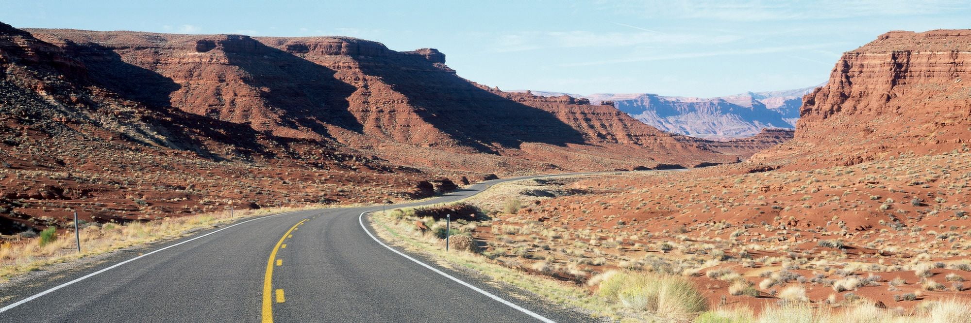 Road through desert Utah Canvas Art - Panoramic Images (27 x 9)