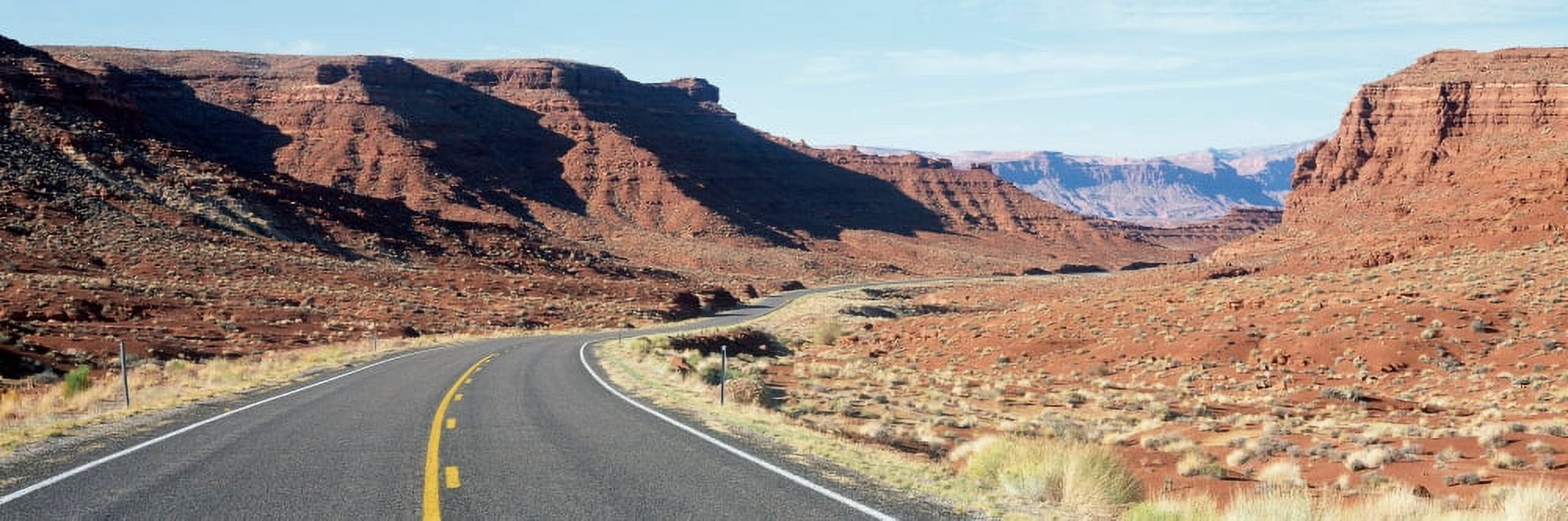 Road through desert Utah Canvas Art - Panoramic Images (36 x 12)
