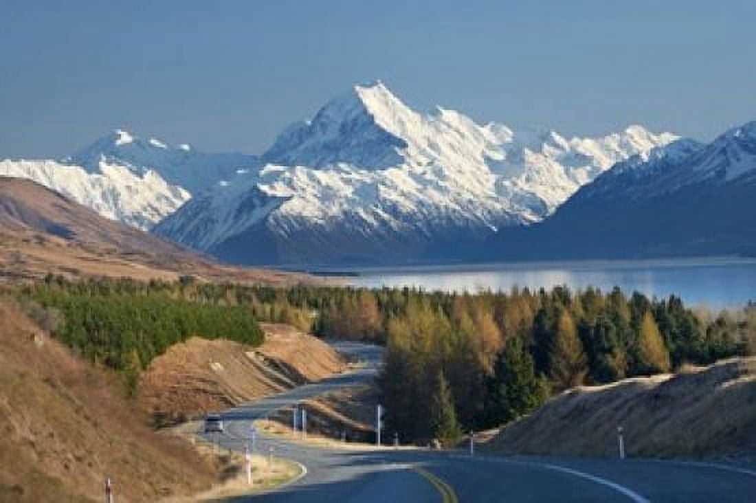 Road to Aoraki Mount Cook Mackenzie Country South Canterbury South Island New Zealand Canvas Art - David Wall DanitaDelimont (24 x 15)
