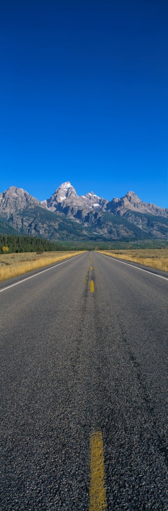 Road to Grand Teton National Park Wyoming Canvas Art - Panoramic Images (36 x 12)