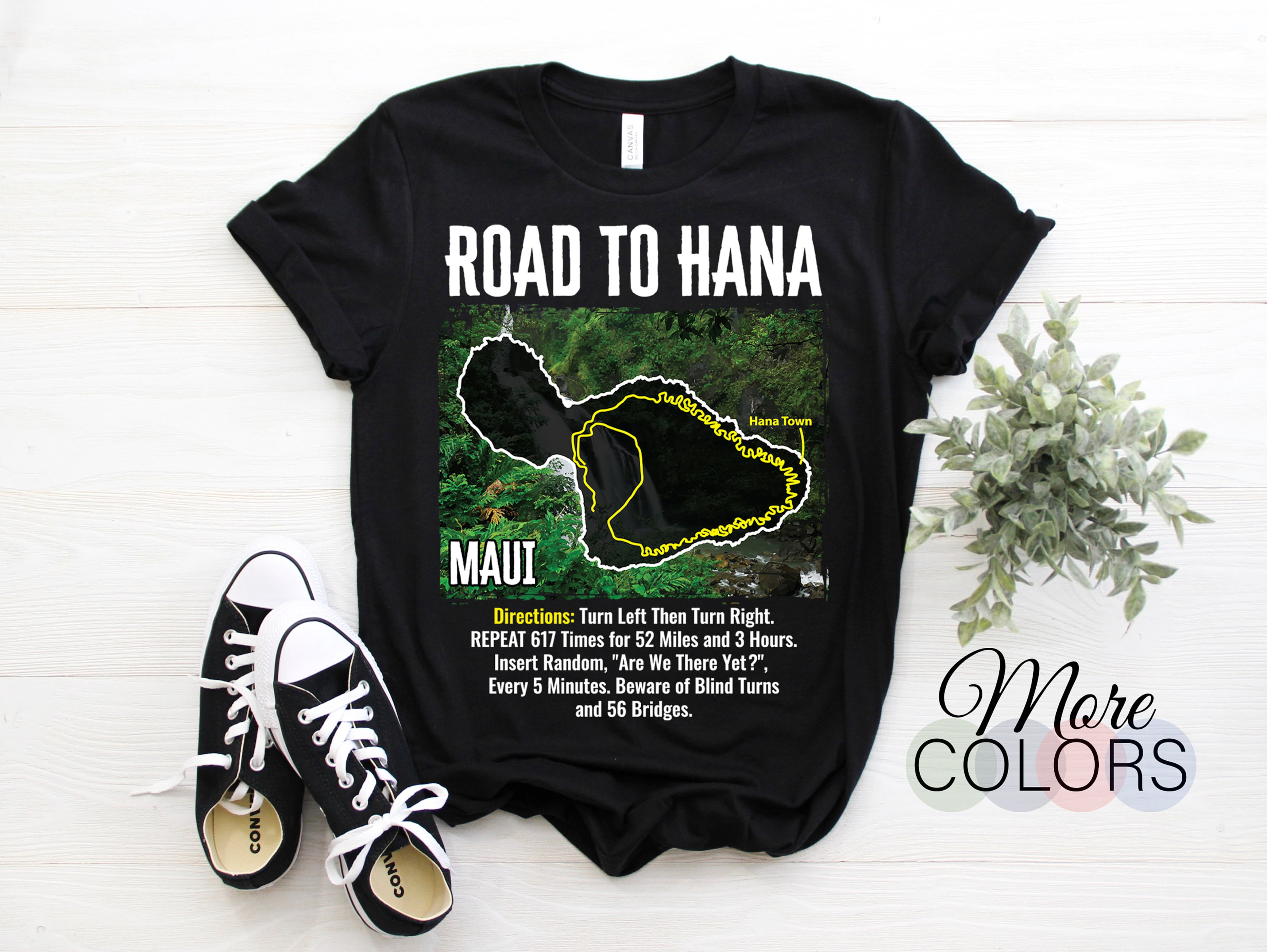Road to Hana Map Maui Island Guide Hawaii Hawaiian Funny T-Shirt, Surfer Aloha Summer Travel Surfing Gifts, Surf Vacation Souvenir Presents,