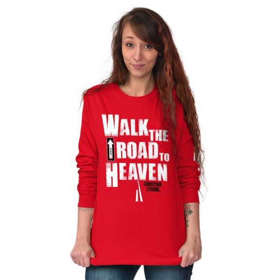 Road to Heaven Faith Religious Long Sleeve TShirt Men Women Brisco Brands S