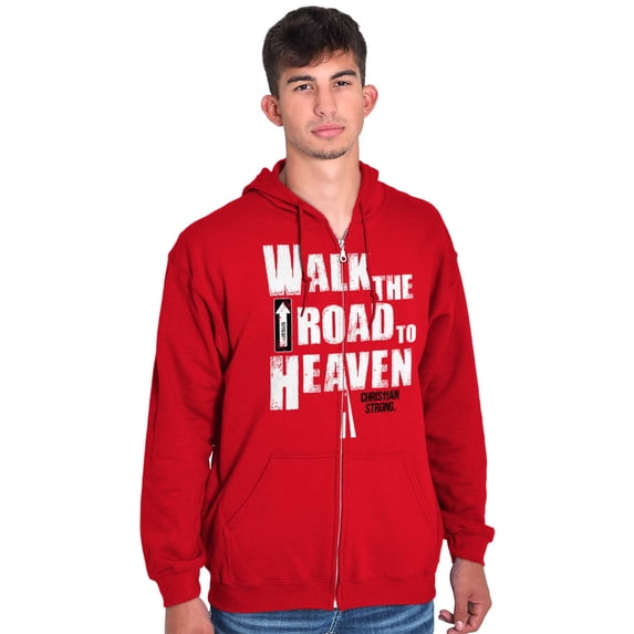 Road to Heaven Faith Religious Unisex Fleece Graphic Zip Up Hoodie Brisco Brands 4X