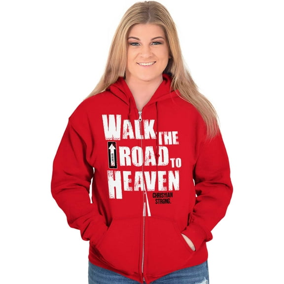 Road to Heaven Faith Religious Zip Up Hoodie Men's Women's Brisco Brands L