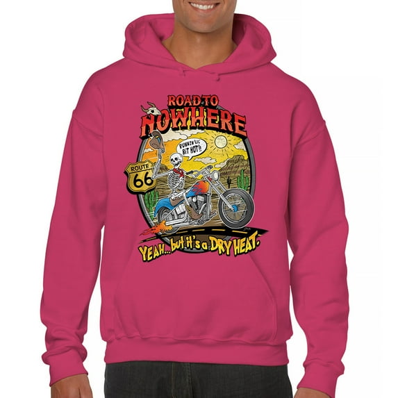 Road to Nowhere Sweatshirt But its a Dry Heat Funny Skeleton Biker Ride Motorcycle Skull Route 66 Southwest Hoodie