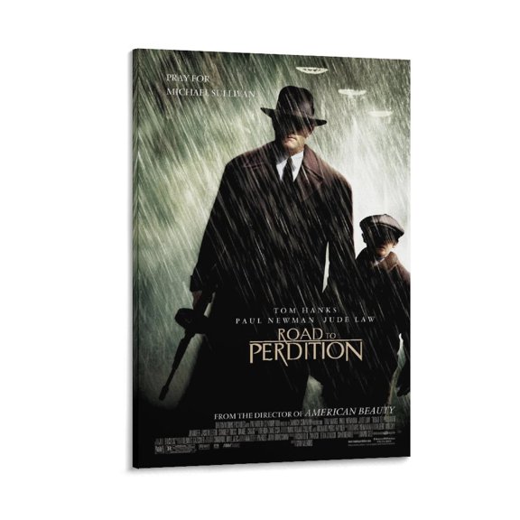 Road to Perdition Classic Movie Poster Canvas Poster Wall Art Picture Prints Hanging Photo Gift Decor Home Posters Artworks 16x24inch(40x60cm)