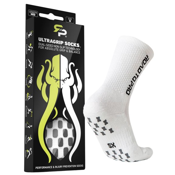 Road to Pro Ultragrip V2 Non-Slip Socks (White, Small)