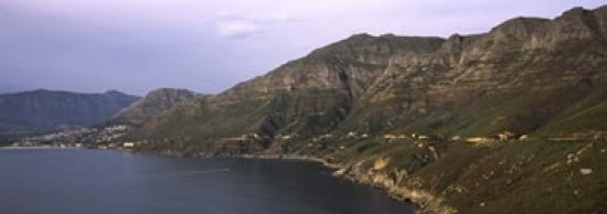 Road towards a mountain peak with town Mt Chapmans Peak Hout Bay Cape Town Western Cape Province Republic of South Africa Canvas Art - Panoramic Images (36 x 13)