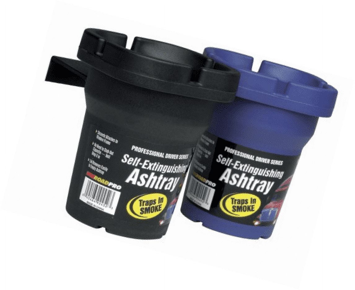 Compact Black and Blue Self-Extinguishing Car Ashtray