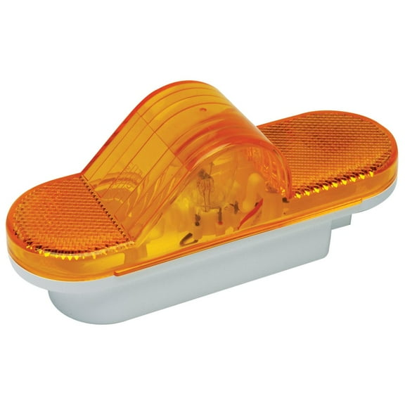 RoadPro Amber 6.5 .in x 2.25 .in Oval Sealed Clearance Light w Dome & 3-Prong Connector