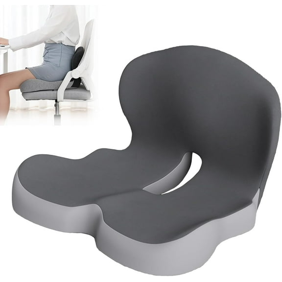 RoadSpine Tailbone & Lower Back Pain Relief Cushion, Ergonomic Memory Foam Seat Cushion with Coccyx Cutout & L-Shaped Lumbar Support, Non-Slip Office Chair Cushion for Car, Truck, Wheelchair