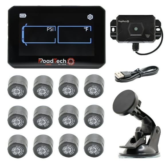 RoadTech TPMS Kit 4-12 Cap Sensors – Tire Pressure Monitoring System for RVs, Trailers Tow Vehicles