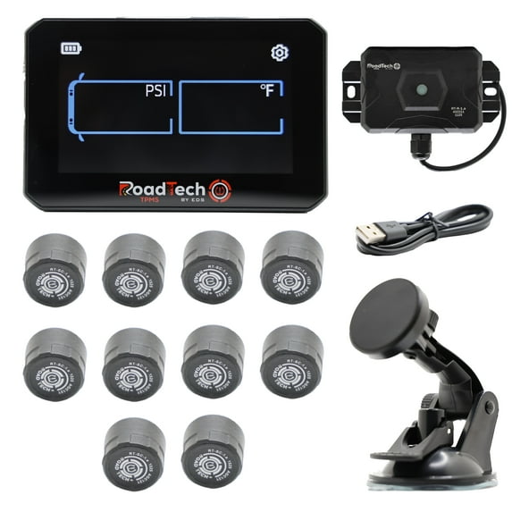 RoadTech TPMS Kit 4-12 Cap Sensors – Tire Pressure Monitoring System for RVs, Trailers Tow Vehicles