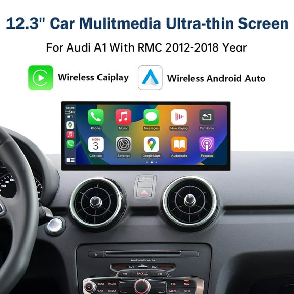 RoadTop Wireless Carplay/Android Auto For Audi A1 With RMC 2012-2018 Year 12.3 Inch Ultra-Thin TouchScreen Car Audio Receiver