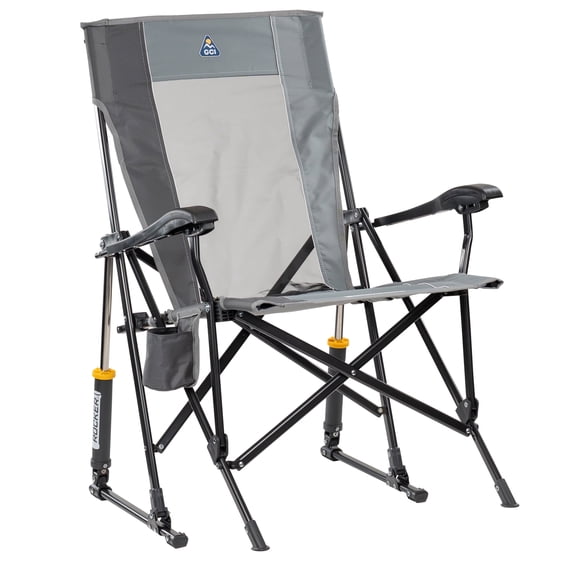 GCI Outdoor RoadTrip Rocker Folding Rocking Camping Chair with Solid Armrests, Mercury