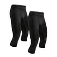 thumbnail image 1 of Roadbox 2 Pack Men's 3/4 One Leg Compression Pants - Basketball Athletic Running Tights Leggings Spandex Base Layer Underwear, 1 of 5