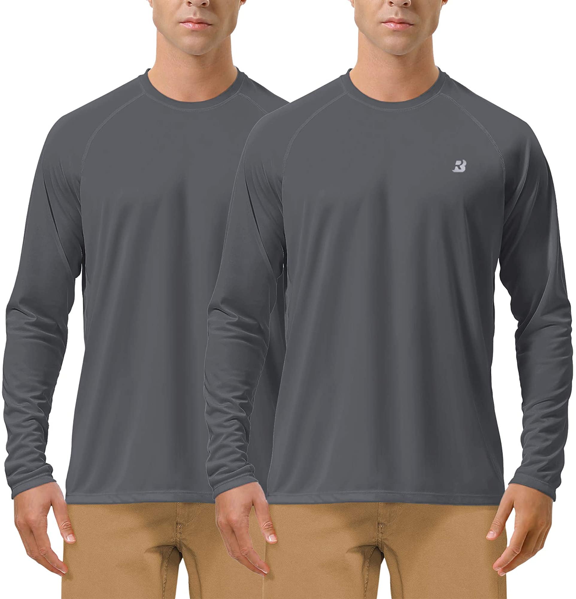 Roadbox 2 Pack UPF 50+ Fishing Shirts for Men Long Sleeve UV Sun Protection  Tee Tops