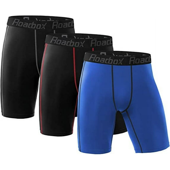 Roadbox 3 Pack Men's Compression Shorts Cool Dry Athletic Underwear for Workout Running Gym