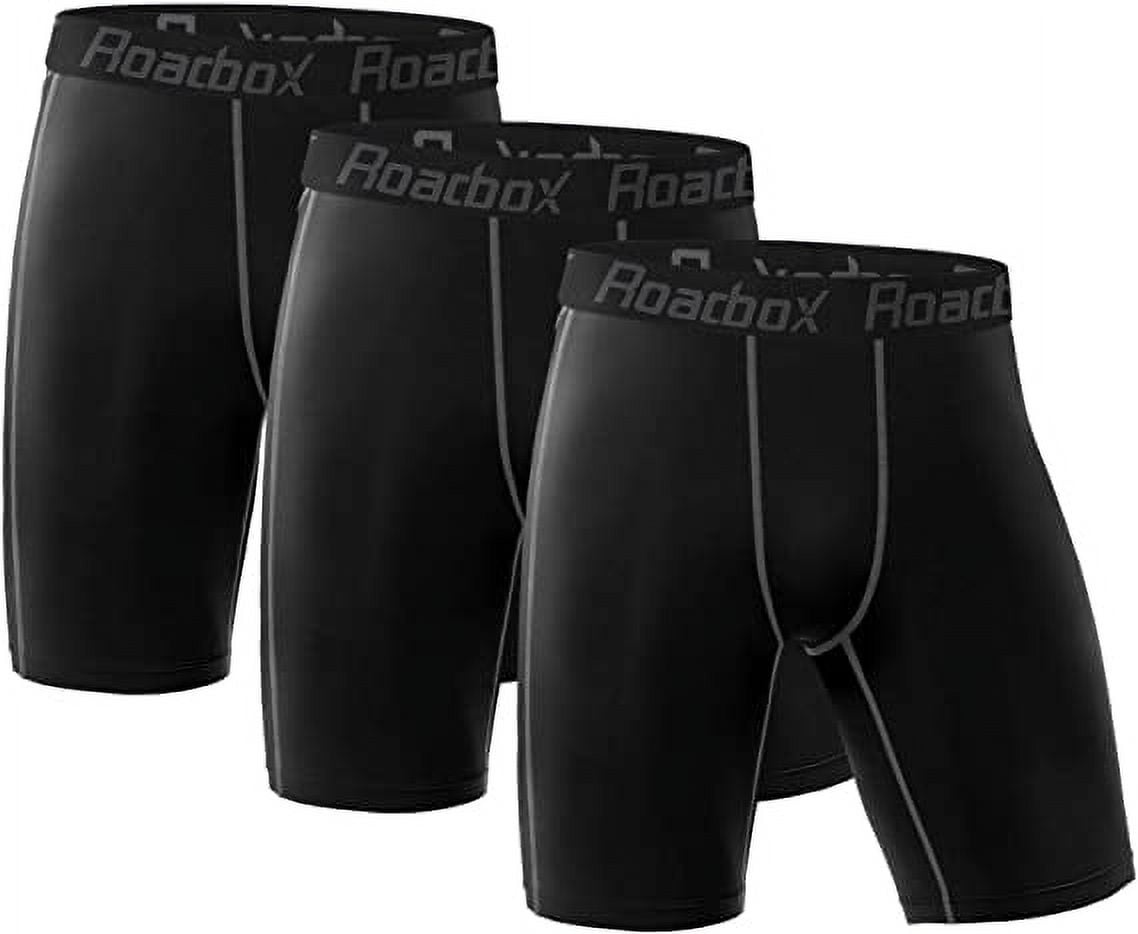 Roadbox 3 Pack Men's Compression Shorts Cool Dry Athletic Underwear for